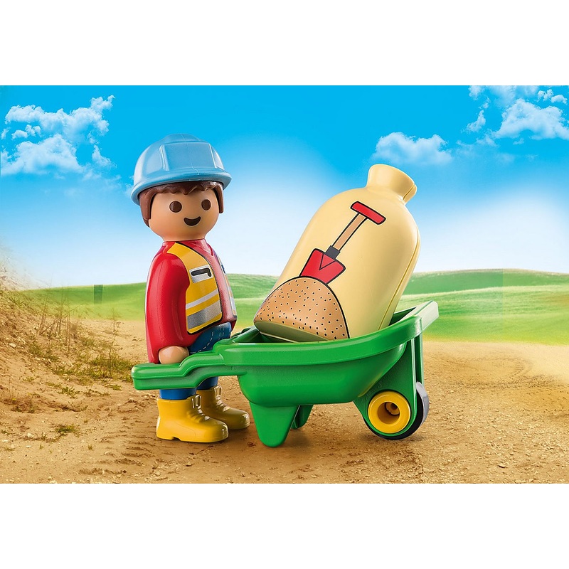 PLAYMOBIL 70409 123 Construction Worker with Wheelbarrow