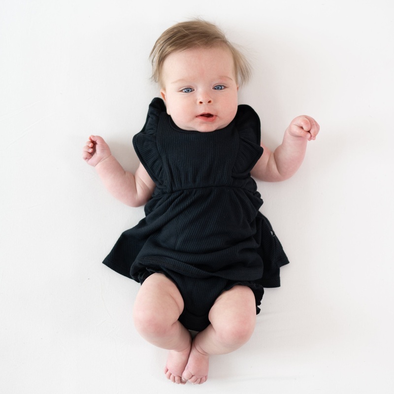 Ribbed Peplum Dress Set in Midnight