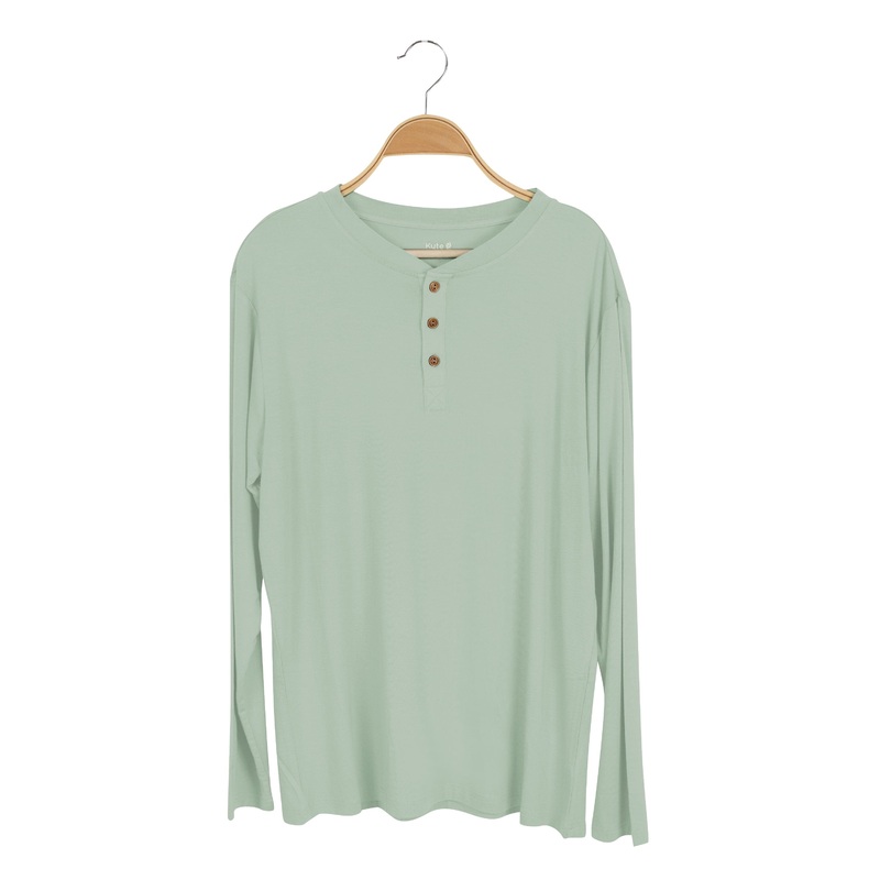 Men’s Long Sleeve Henley Top in Thyme