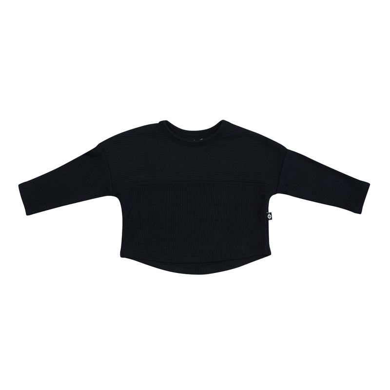 Ribbed Drop Shoulder Top in Midnight