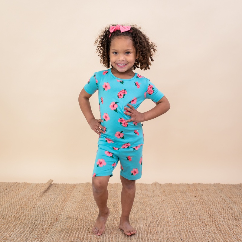 Short Sleeve Pajamas in Hibiscus