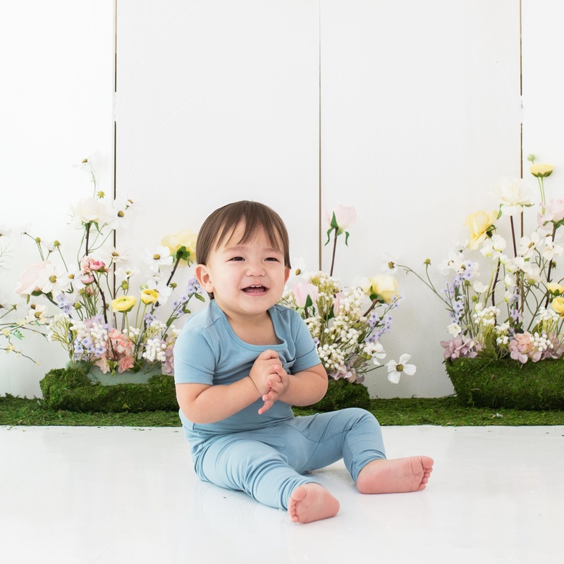 Short Sleeve with Pants Pajamas in Dusty Blue
