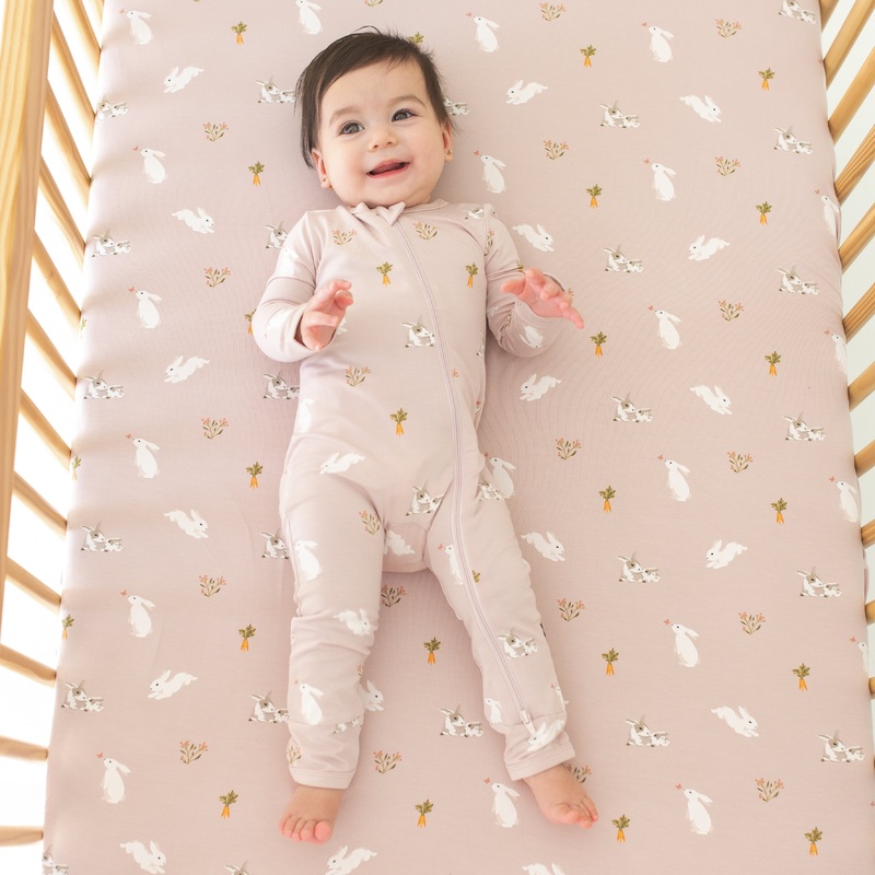 Zippered Romper in Blush Rabbit