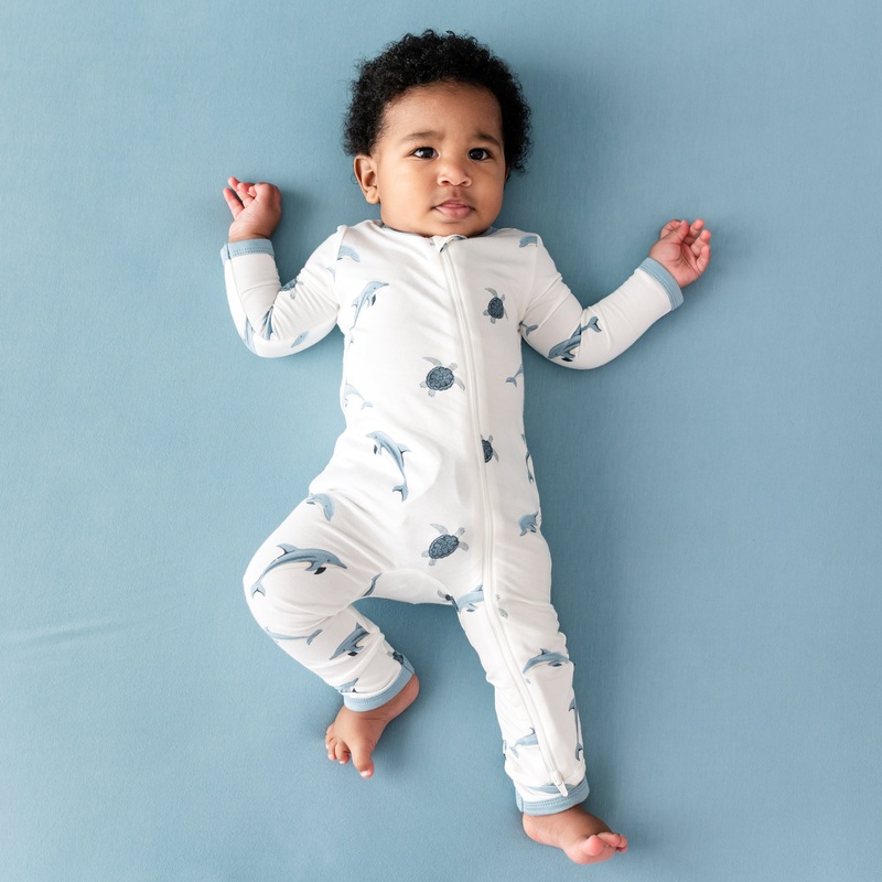 Zippered Romper in Dolphin