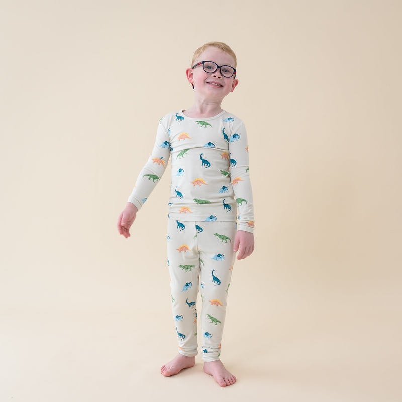 Long Sleeve Pajamas in Ecru Roar