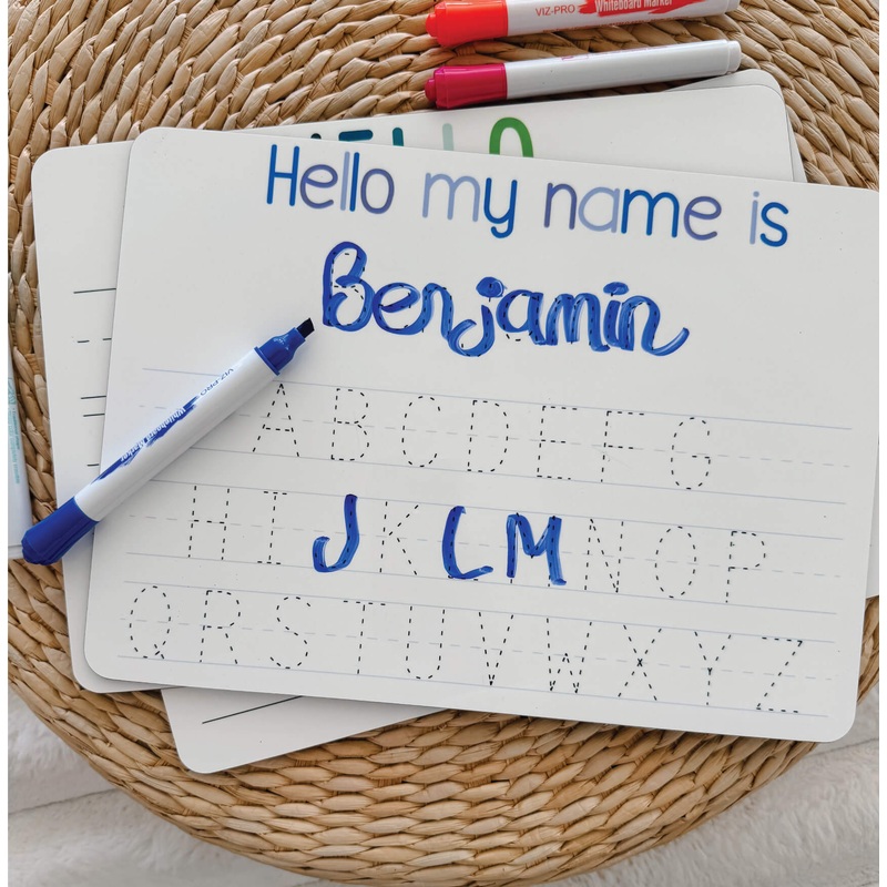 Kids Personalized Whiteboard | Blue Alphabet