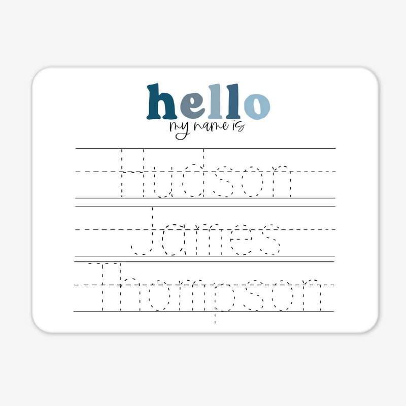 Kids Personalized Whiteboard | Hello My Name Is – Blues