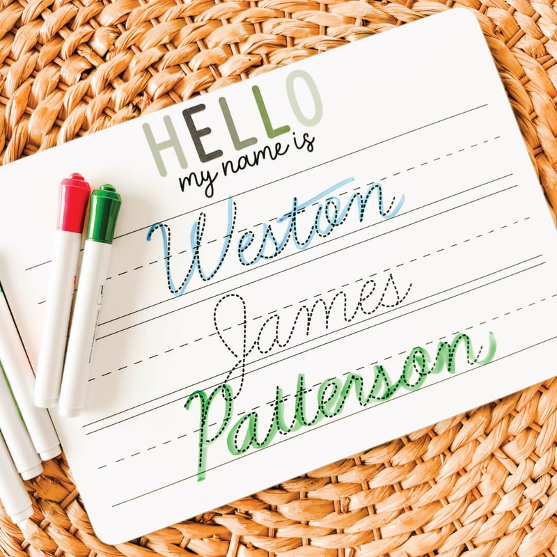 Kids Personalized Whiteboard | Hello My Name Is – Gradient Greens