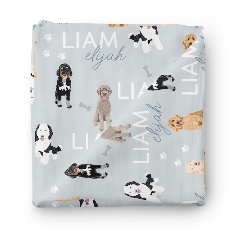 Personalized Baby Name Swaddle Blanket | Doodles