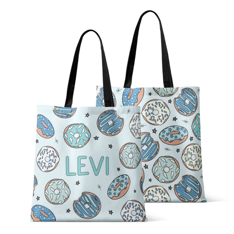 Personalized Tote Bags | Donut Shop Blue