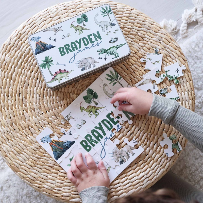 Kids Personalized 30 Piece Puzzle | Dino Tracks