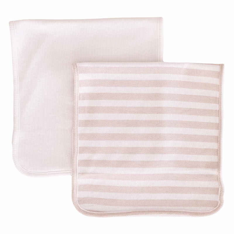 Latte Stripes Waffle 2pc Burp Cloth Set