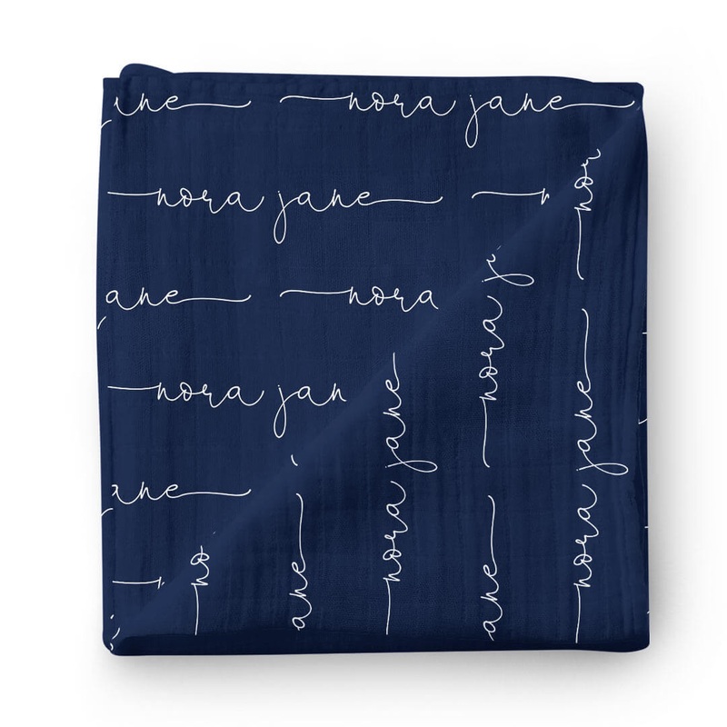 Personalized Midnight Baby Name Swaddle Blanket – Script