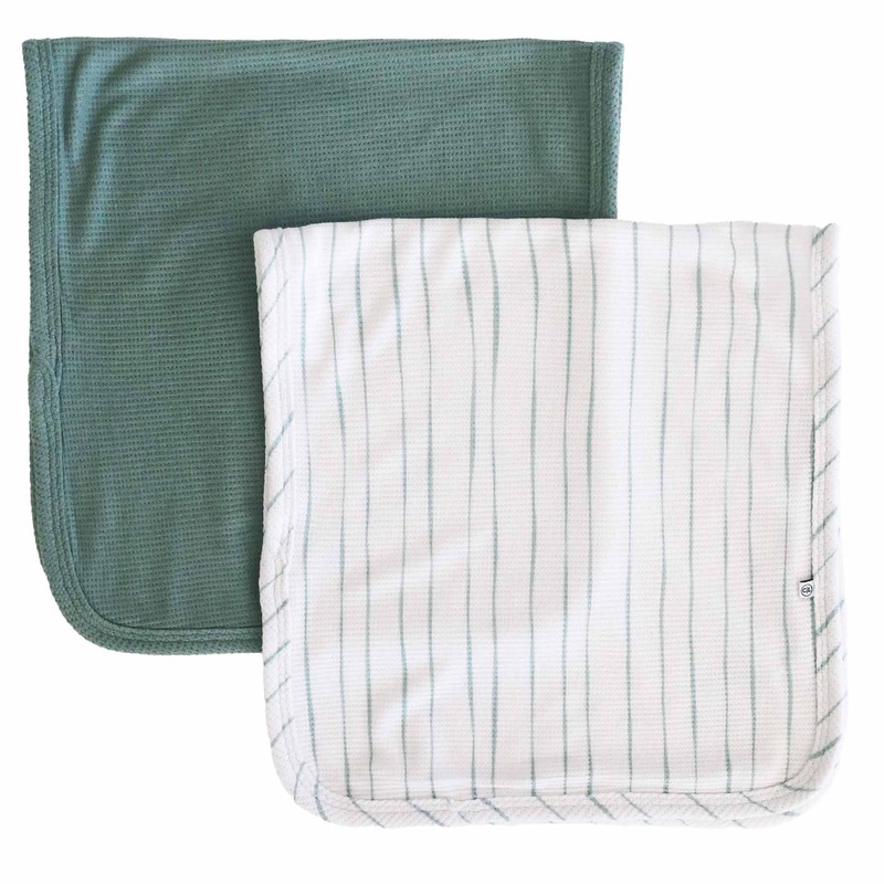 Sage’s Stripes Waffle Bamboo 2pc Burp Cloth Set