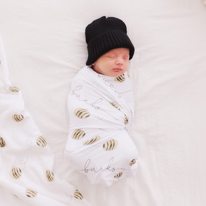 Honey’s Bees Personalized Baby Name Swaddle Blanket