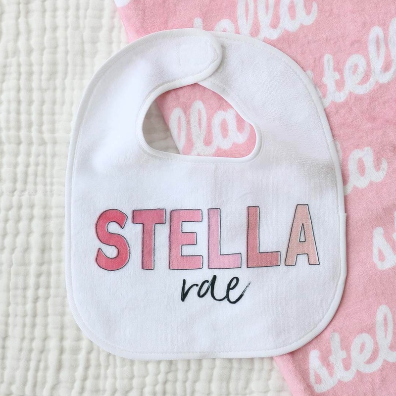 Personalized Color Block Baby Name Bib | Pretty In Pink