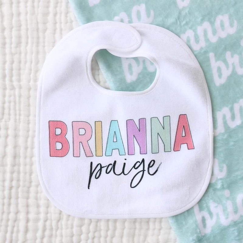 Personalized Color Block Baby Name Bib | Unicorn