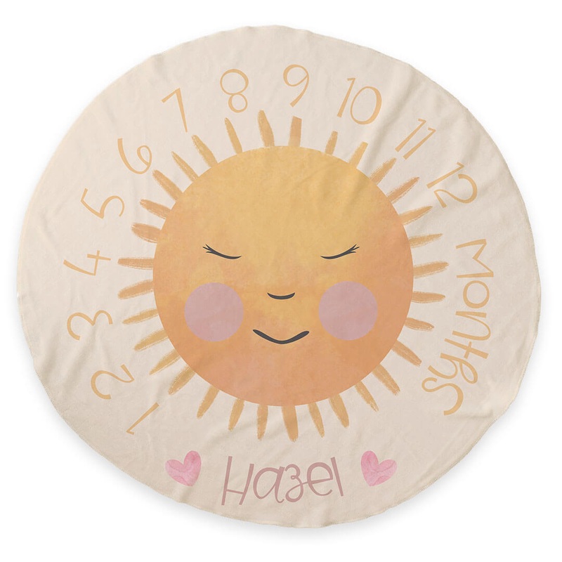 Personalized Round Milestone Blanket | Happy Sun