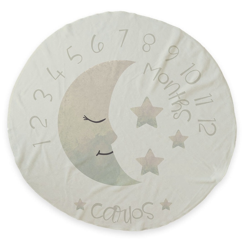 Personalized Round Milestone Blanket | Moon