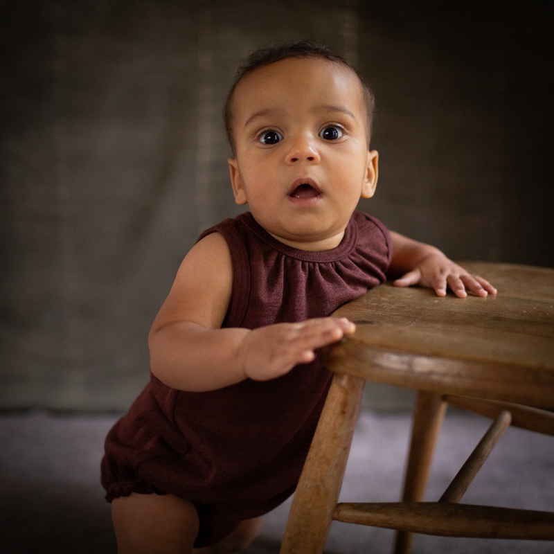 Keet Baby Romper – Merino Wool & Silk – Fig