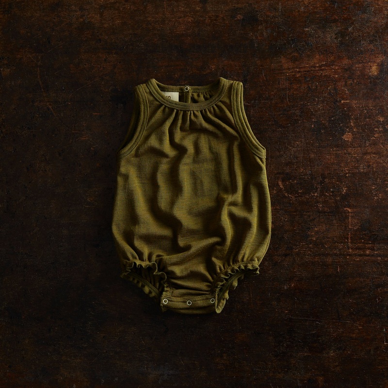 Keet Baby Romper – Merino Wool & Silk – Seaweed