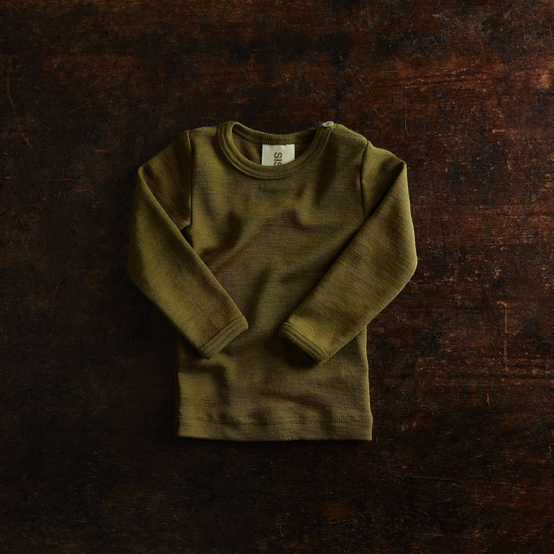 Lark Baby Top – Merino Wool & Silk – Seaweed