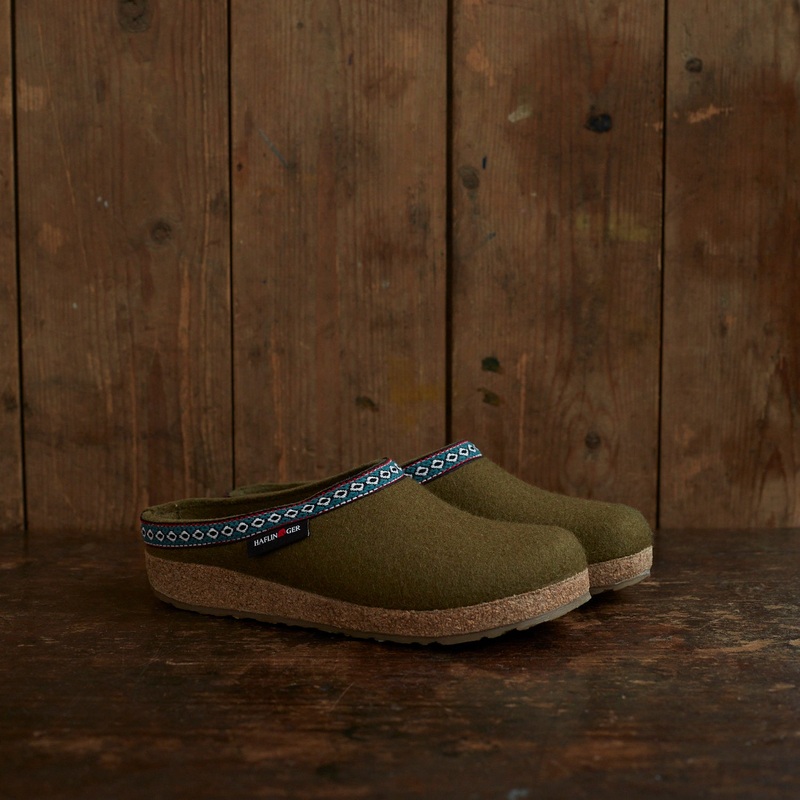 Adults Felted Wool Franzl Clog Slipper – Olive