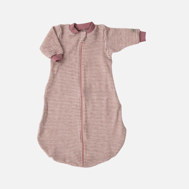 Baby & Kids Merino Wool Brushed Terry Zip Sleeping Bag – Mauve/Natural