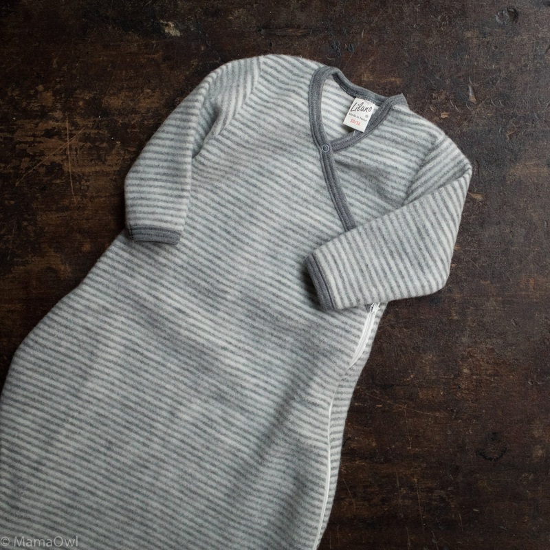 Baby Merino Wool Brushed Terry Wrap Sleeping Bag – Grey/Natural