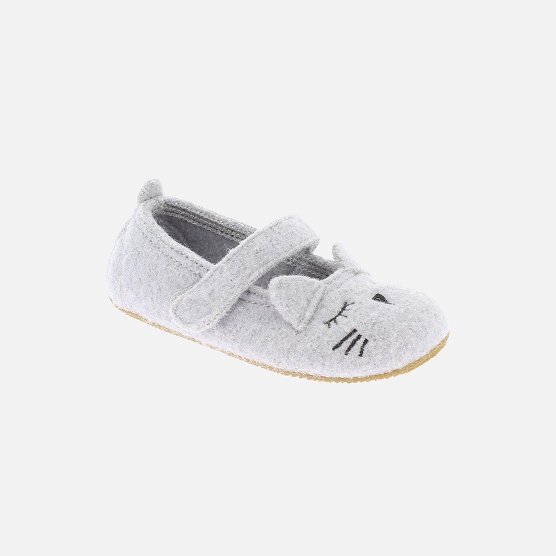 Boiled Wool Ballerina Shoe – Light Grey Kitten