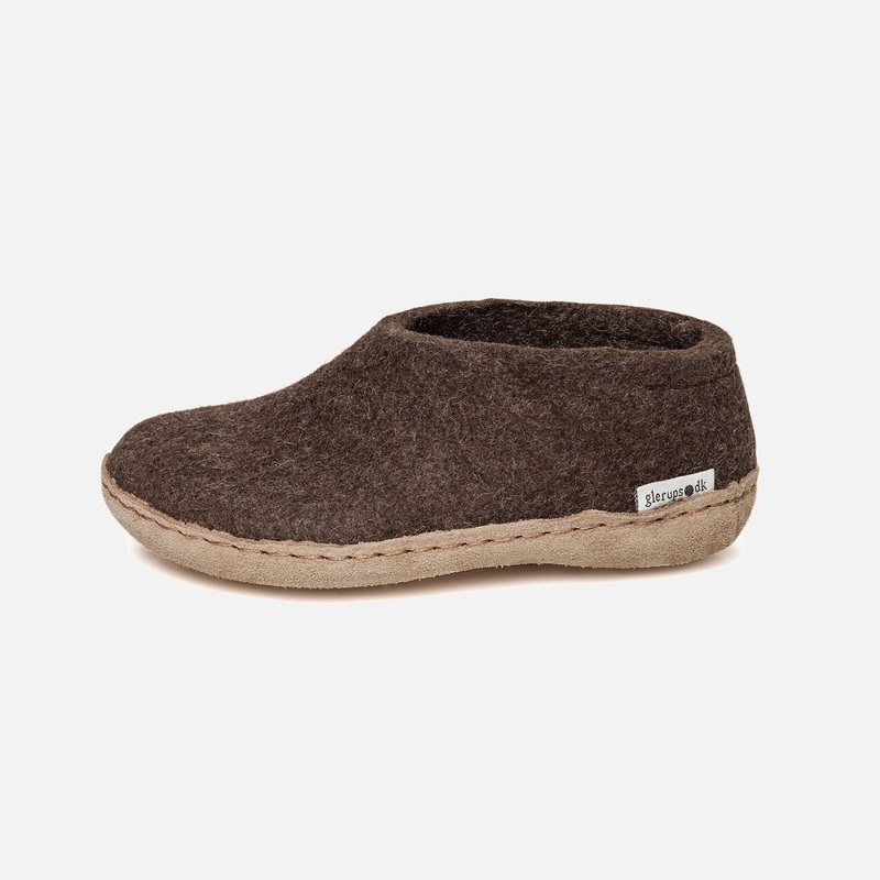 Felted Wool Slipper Shoe – Brown