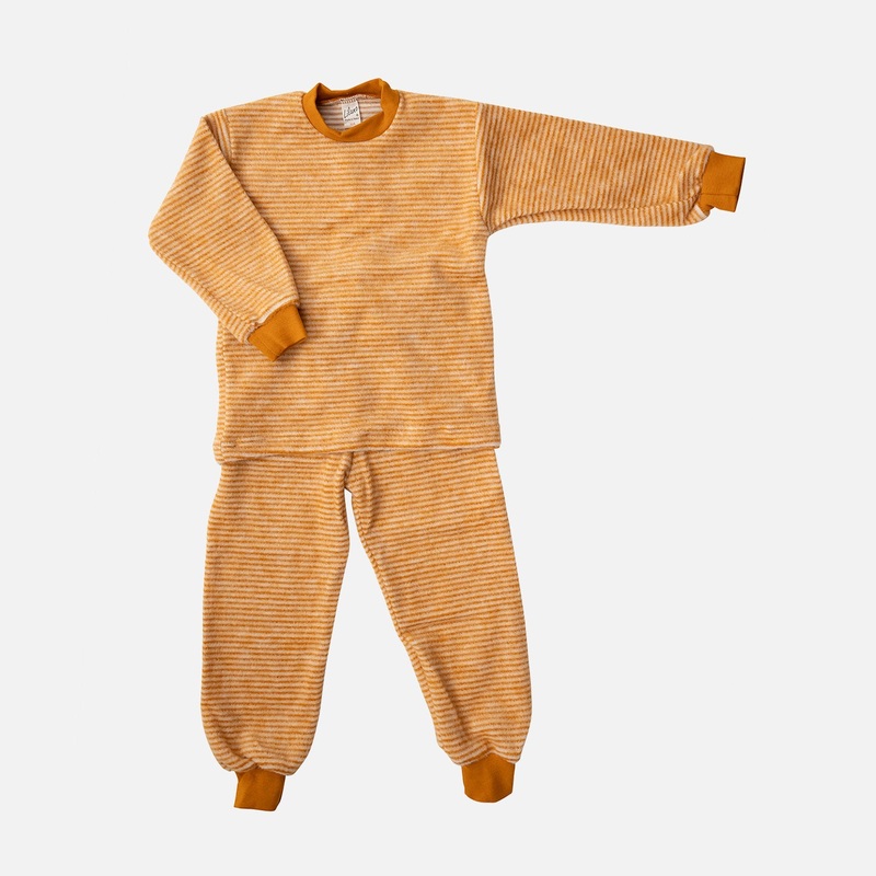 Merino Wool Brushed Terry Pyjama Set – Curry/Natural