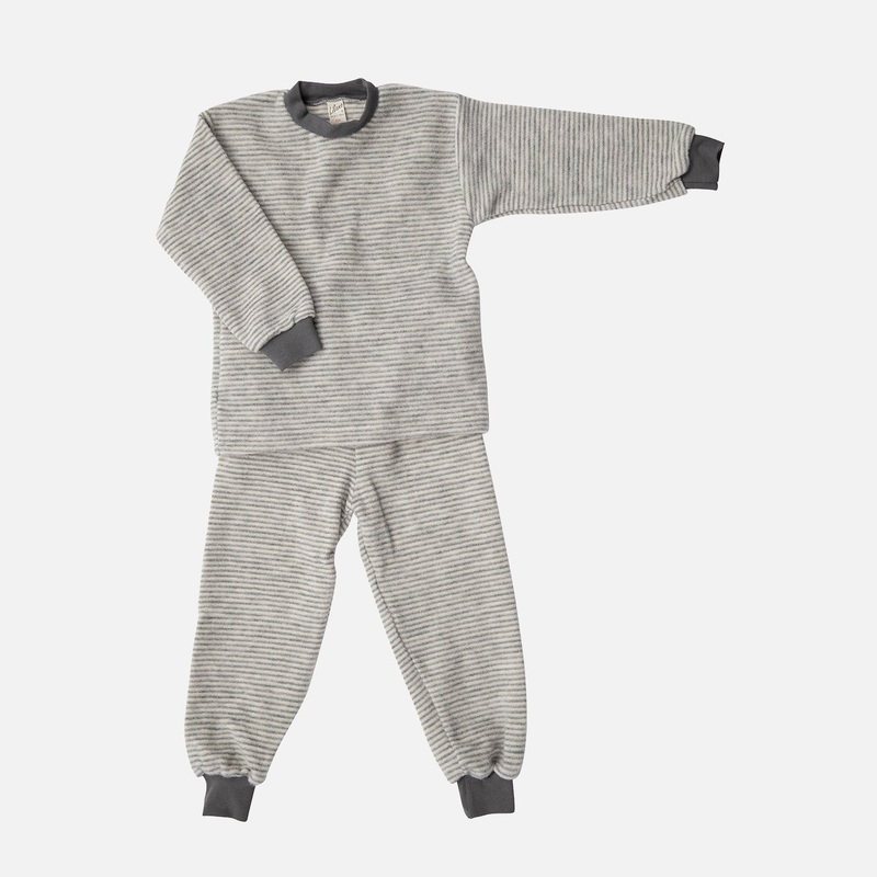 Merino Wool Brushed Terry Pyjama Set – Grey/Natural