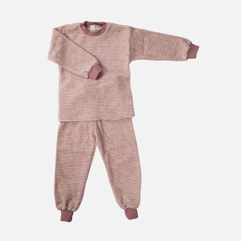 Merino Wool Brushed Terry Pyjama Set – Mauve/Natural
