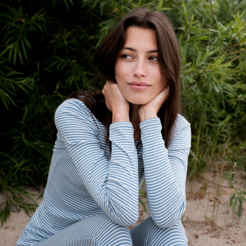 Women’s Cotton Slim Tee – Azur/Ecru