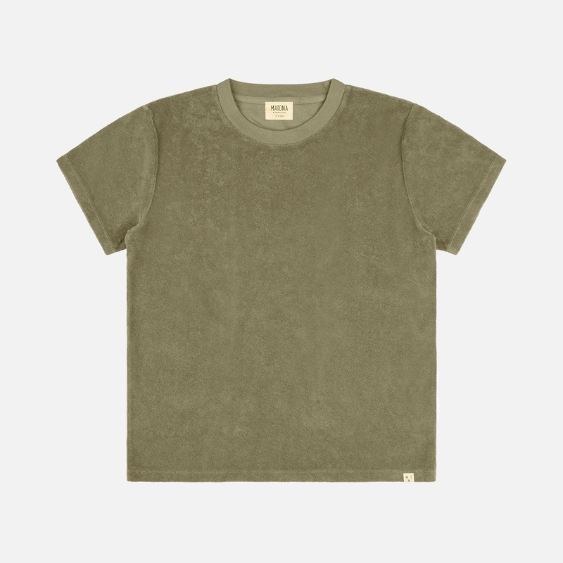 Women’s Cotton Terry Tee – Olive Green