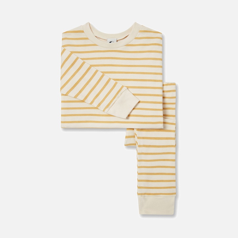 Cotton Classic Pyjama Set  – Oatmeal/Caramel Stripe