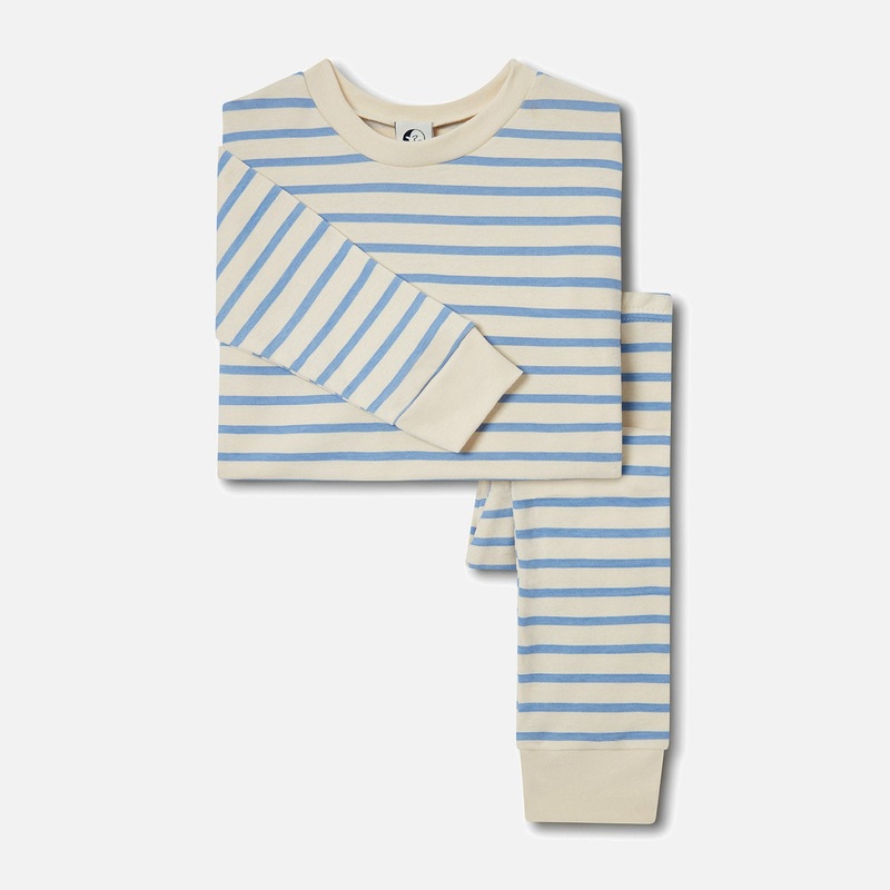 Cotton Classic Pyjama Set  – Oatmeal/Cornflower Stripe