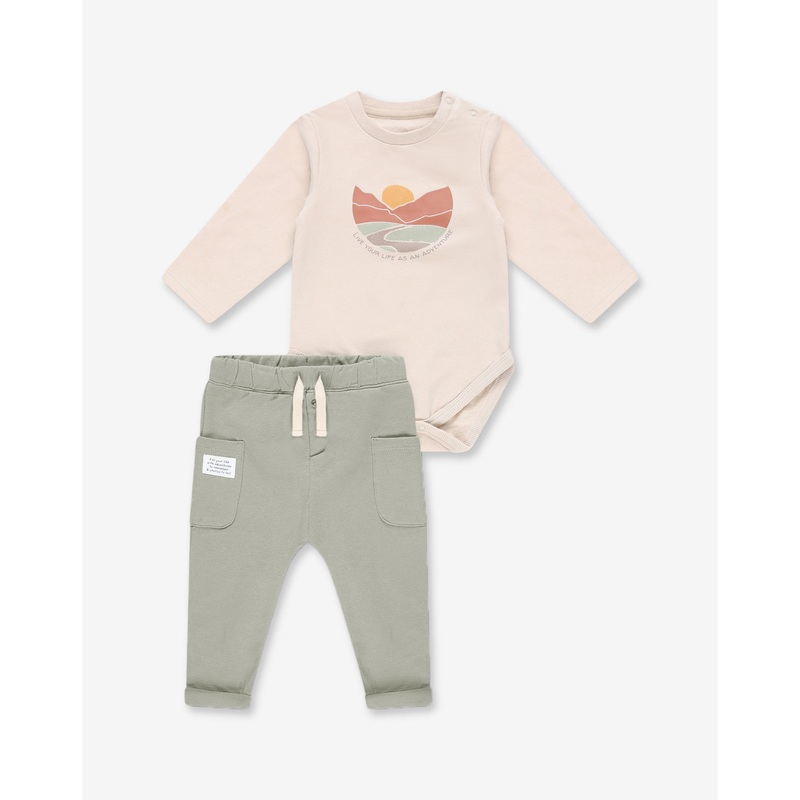 Flannel Bodysuit & Pants Set D1