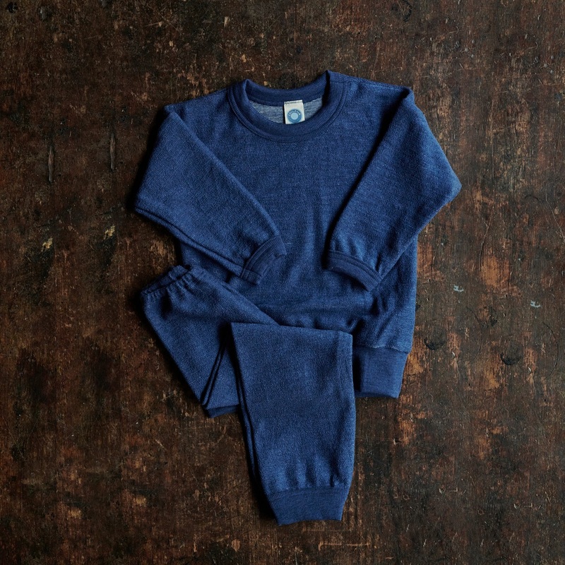 Merino Wool Terry Pyjama Set – Blue