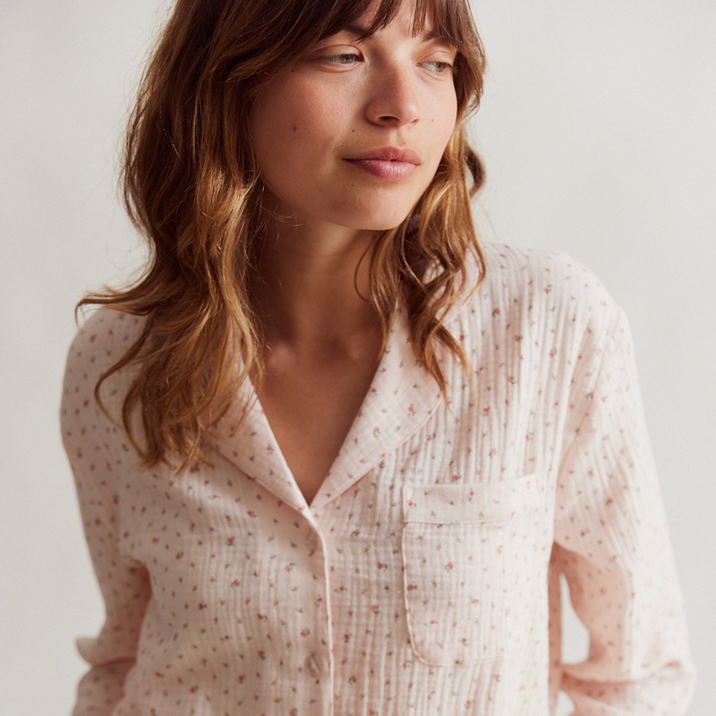 Womens Cotton Traditional Pyjama Set – Blush