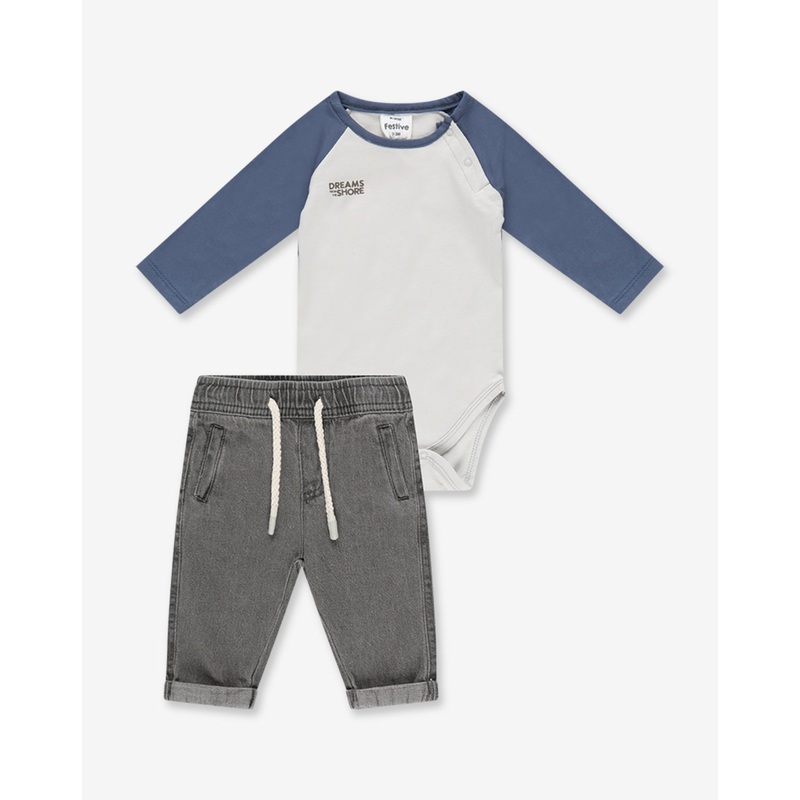 Boys Bodysuit & Washed Woven Short Pants Set WB WLGB65385846023