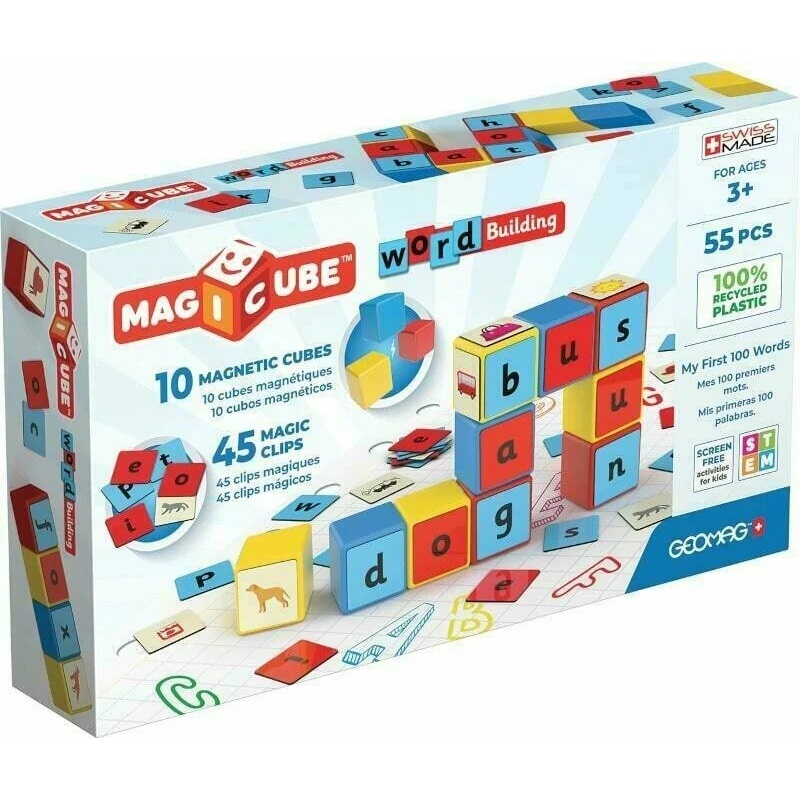 Geomag 258 Magicube Word Building EU Recycled Clips 55 pcs