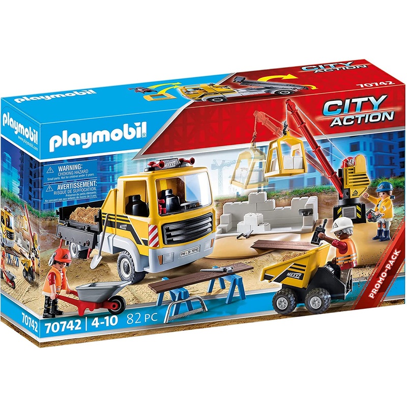 Playmobil 70742 Construction Site with Flatbed Truck