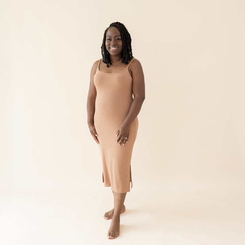 Women’s Ribbed Cami Dress in Latte