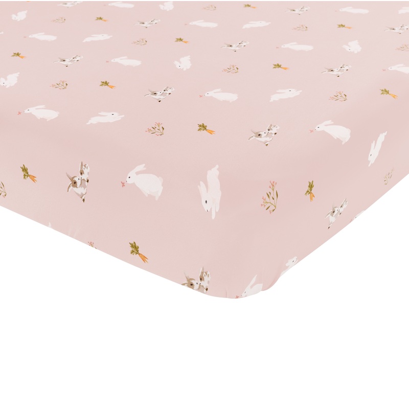 Crib Sheet in Blush Rabbit