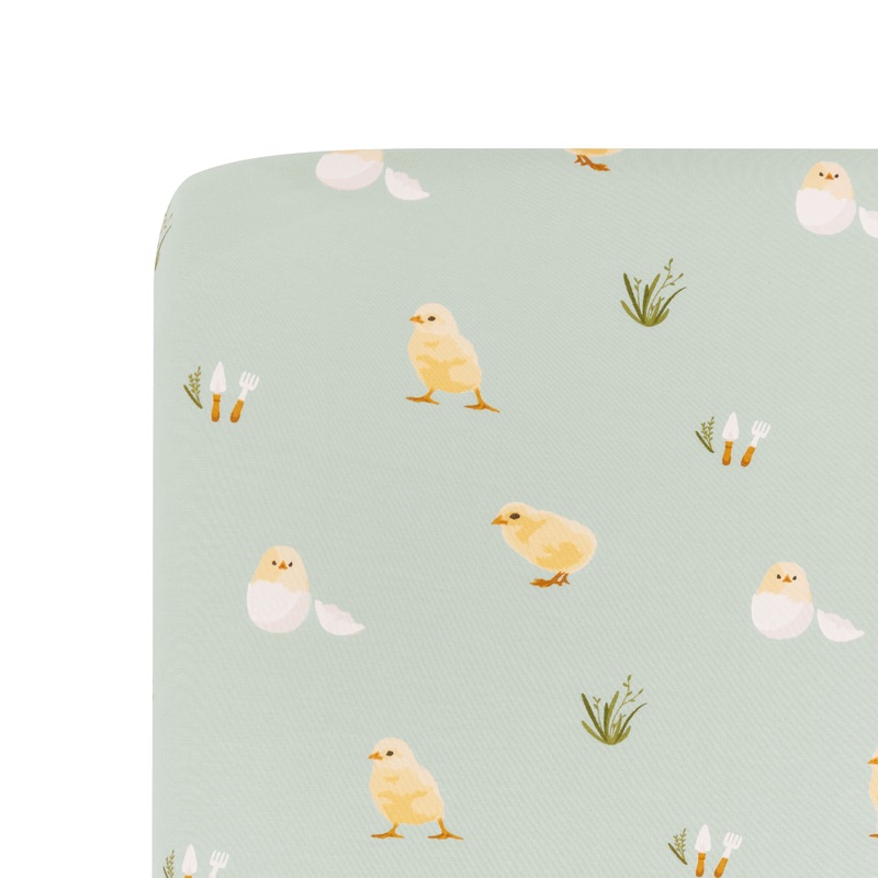 Mini Crib Sheet in Aloe Chick