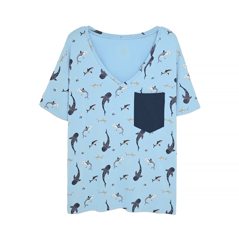 Womens Relaxed Fit V-Neck in Stream Shark