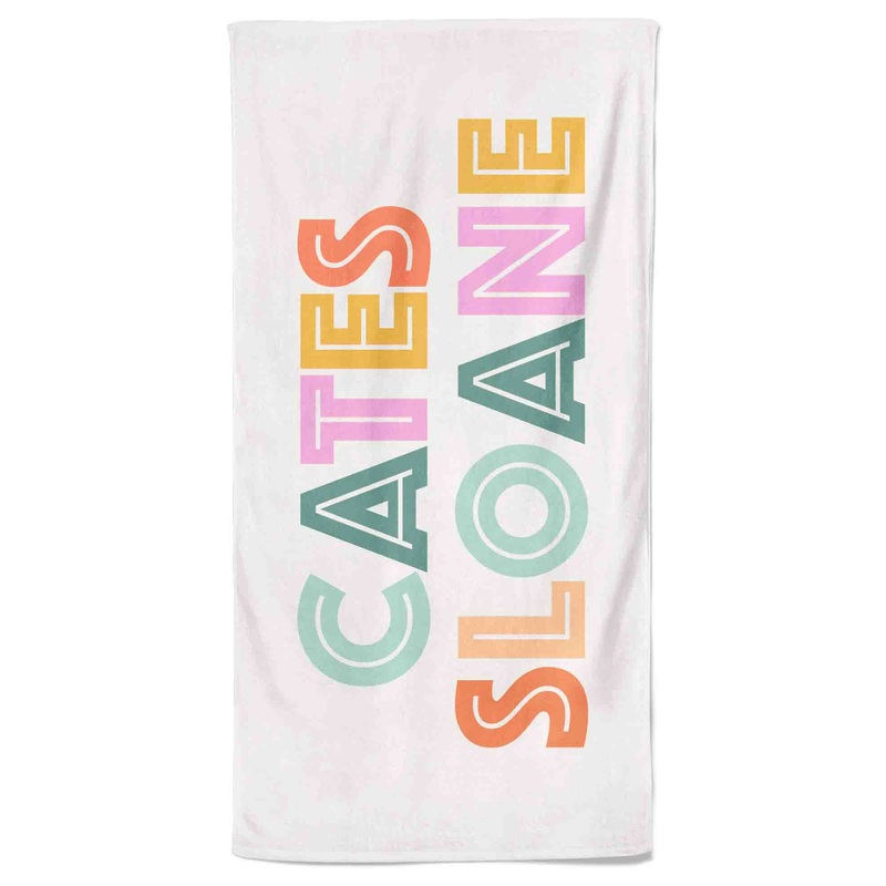 Colorful Outline Personalized Kids Beach Towel