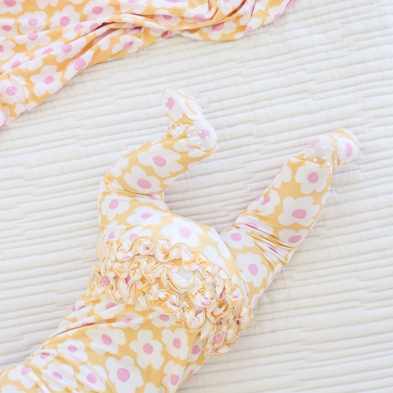 Sunshine Daisy Ruffle Zipper Footie